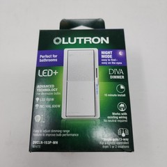New Lutron DVCLN-153P-WH Diva LED+ Dimmer Night Mode White Single Pole 3Way 150W