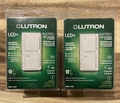 Lutron Maestro MACL-LFQH-WH Fan Control & Dimmer Switch 2-Pack**NEW SEALED**