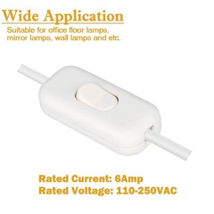 Inline Cord Switch 2PCS On/Off AC120V 10A 250V 6A Black for Lamps & Pumps