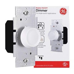 Single Pole Rotating Dimmer Switch, Rotate On/Off, Use with Dimmable LED,