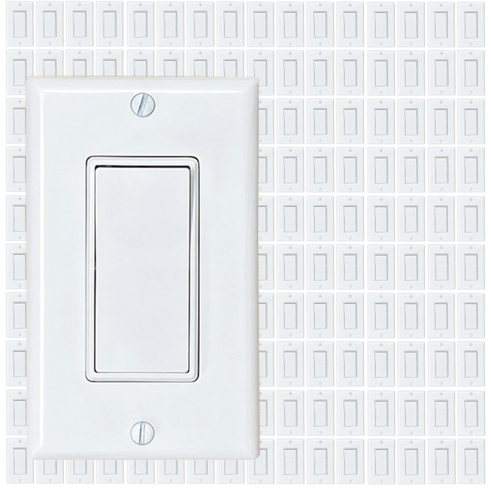 160-Pack Decorator Paddle Rocker Light Switch Single Pole 3-Wire Grounding 15A