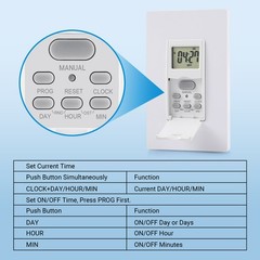DEWENWILS 7 Day Programmable In-Wall Timer Switch Digital , ON/Off Settings