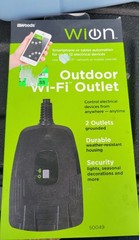 Woods Wion 50049 Outdoor WiFi Outlet Smart Plug 2 Grounded Outlets Black