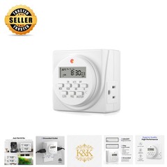 Versatile Indoor Digital Timer with Rechargeable Battery and Dual Outlets