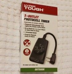 NEW IN Box! Hyper Tough 1-Outlet or Indoor Photocell 24 Hour Timer 10amp 125VAC
