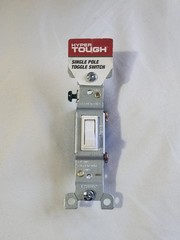 (Lot of 12) Hyper Tough Grounding Single Pole Light Switches 53128, 15A, White