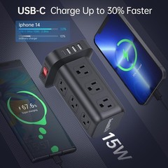 Regleta De Enchufes Protector Contra Sobretensiones 12 Salida 4 Puerto USB Carga