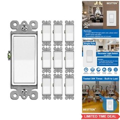 Single Pole Decorator Light Switch 15 Amp 120 277 Volt Paddle Rocker 10 Pack