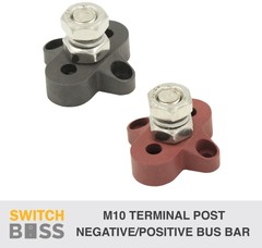 M10 Terminal Post Bus Bar Power Distribution Block Stud Side Mount – Red Black