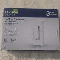 Leviton Decora+ Rocker Slide Dimmer Switch, White, 3-Pack DSL06-3PW