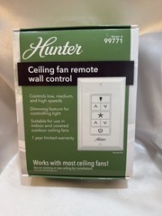 Hunter Ceiling Fan Remote Wall Control Model #99771 Dimming Feature White