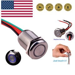 Touch Switch T1 Stepless Dimming Switch DC 6V to 24V Blue LED Suitable for 19…