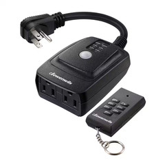 Outdoor Remote Control Light Sensor Countdown Timer Waterproof with 2-Grounded O