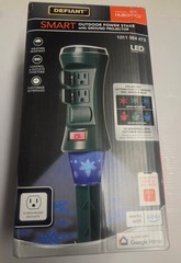 Defiant Smart Outdoor 4 ft. 6-Outlet Power Stake Timer Holiday Lights Projector