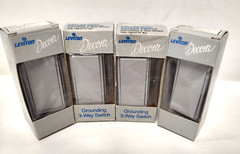 Lot of 4 Leviton Gray 15 Amp 120/277 Volt Decora Rocker Single-Pole AC Switches