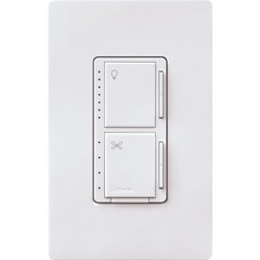 Lutron MACL-LFQH-WH White 120V 150W 1.5A 4-Speed Fan Control and Light Dimmer