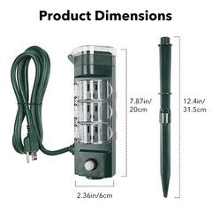 HBN Outdoor Power Strip Timer W/ Photocell Yard Stake Countdown Timer Waterproof