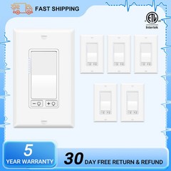 6× ETL Listed LED Dimmer Light Switch Residential Grade No Neutral 3 Way 120V