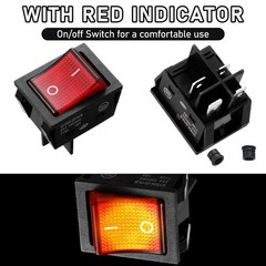 2 PCS 20A Heavy Duty Inline Cord Switch Black On/Off Rocker Red LED Extension