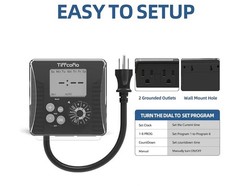 TiFFCOFiO Outdoor Digital Programmable Waterproof Light Timer, 15a/1875w