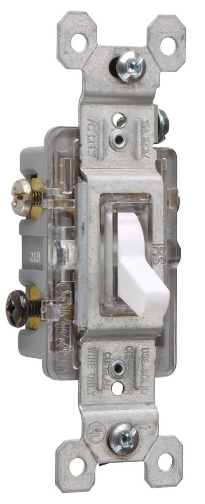 Legrand Trademaster Toggle Switch 15 Amp 3-Way Illuminated White 663WSLCC10