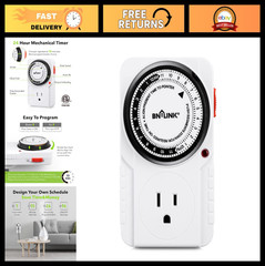 24-Hour Mechanical Timer for Aquarium, Grow Light, Hydroponics, Indoor Use, 15A