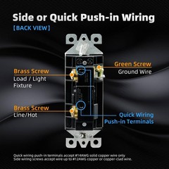 ELEGRP Matte Black Single Pole Decorator Light Switch, 15Amp 120-277V, Paddle Ro