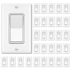 BESTTEN 30 Pack Single Pole Decorator Light Switch, Rocker Paddle Wall Switch