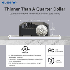 Slide Dimmer Light Switch, Universal Dimmable LED Lighting Control, Single Pole