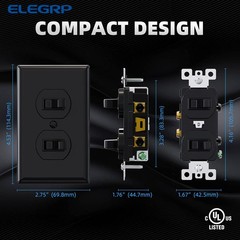 ELEGRP Double Toggle Light Switch, Two Single Pole Electrical Dual Light Swit…