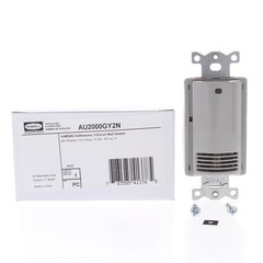 Hubbell AU2000GY2N Gray Occupancy Sensor Switch Ultrasonic Adaptive 2-Circuit