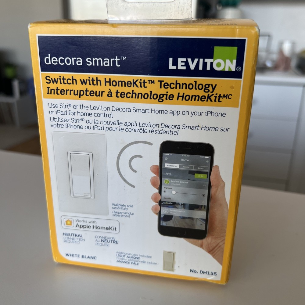Leviton Decora Smart Switch with HomeKit Technology White or Light Almond DH15S
