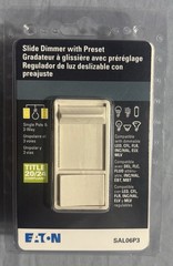 Eaton SAL06P3-W 1-Pole 3-Way Slide Dimmer with Preset. NEW