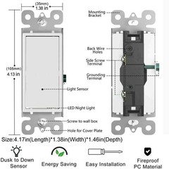 4 Pack Illuminated Light Switch, Single-Pole, 15A 120/277V, White, Decorator