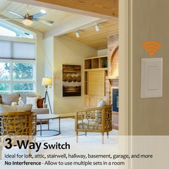 Wireless Light Switch and Receiver Kit, 15A High Power, No Wiring, 100ft RF R…