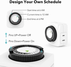 24-Hour Mechanical Indoor Timers – 2 Prong, 2 Pack for Home Automation