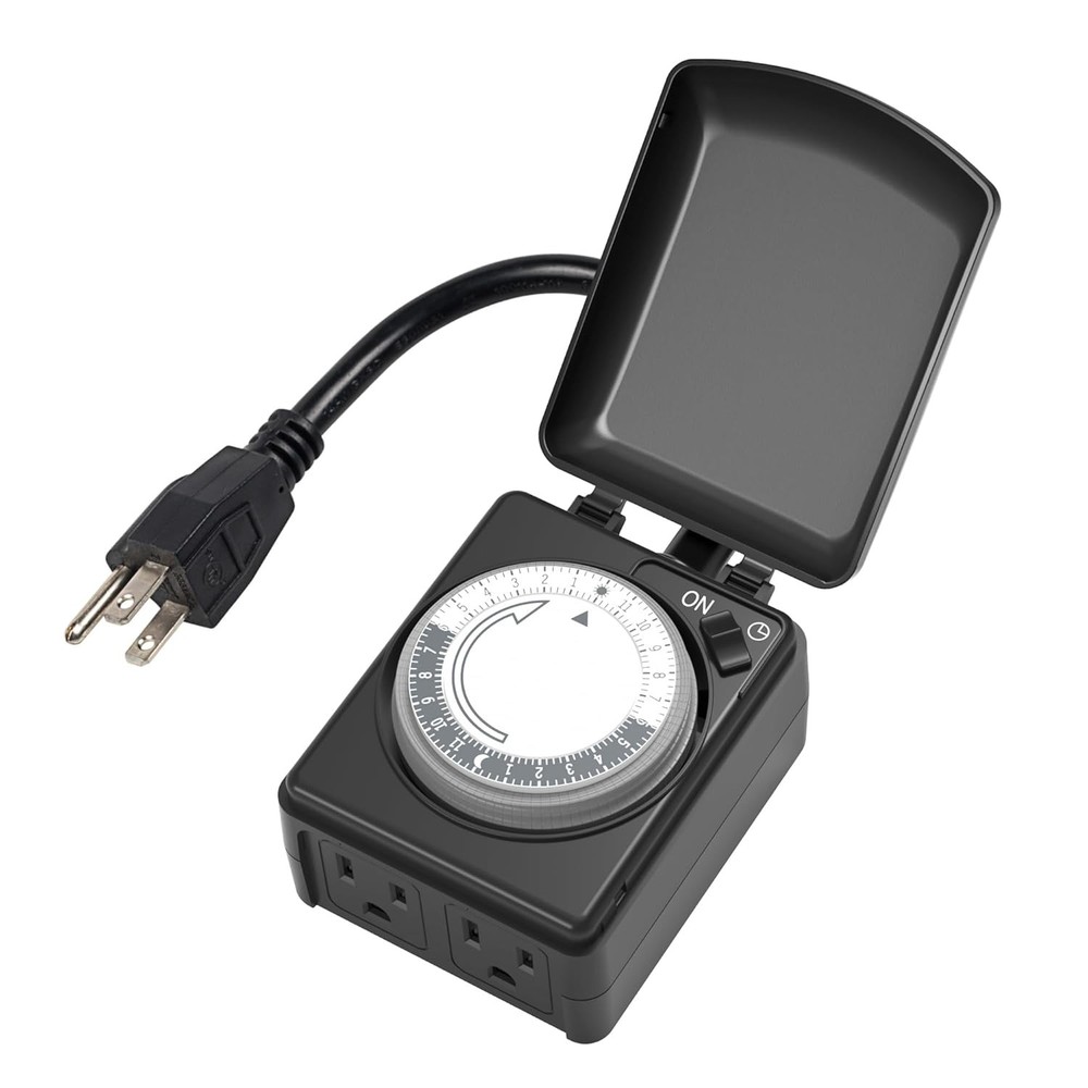 Outdoor Timer Two Outlets Heavy Duty Switch 15 AMP Swimming Pool Pump SA205