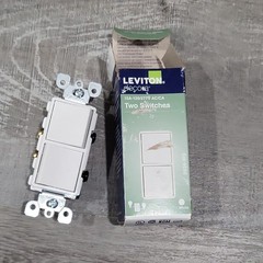 Leviton Decora Decorator Two Switches 15A 120/277V White Space Saving 5634-WS