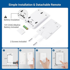 120-Volt Remote Control Light Bulb Socket W/ Wall Mounted Wireless Controller, W