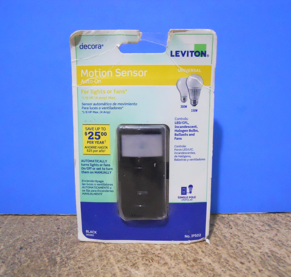Brand New Leviton Decora IPS02 Motion Sensor Auto-On Switch BLACK