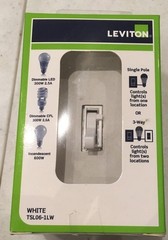 (NEW) LEVITON TSL06-1LW LED/CFL WHITE TOGGLE DIMMER