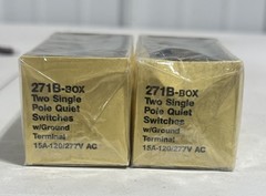 (Lot Of 2) Eagle 271B-Box Two Single Pole Quiet Switches W/Ground 15A 120/277VAC