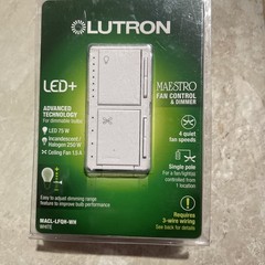 Lutron MACL-LFQH-WH Maestro Fan Control and Light Dimmer, White