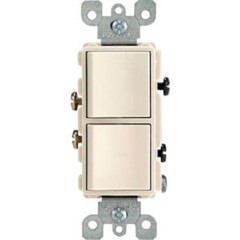 (12)-Leviton Single Pole Light Almond 15A Electrical Duplex Switch R66-05634-OTS