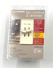 LUTRON Fan Control & Dimmer S2-LFSQH-WH Incandescent/Halogen 120V Light 300w Max