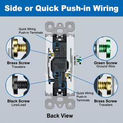 BESTTEN 10 Pack 3-Way Decorator Light Switch, 15A 120/277V, Single Pole or Three
