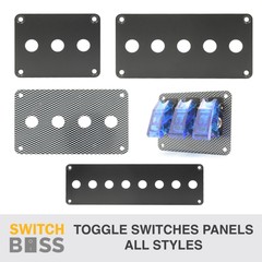 ALUMINIUM TOGGLE SWITCH PANELS – Black Carbon Look Housings suit 12v 24v On Off