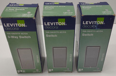 3 – Leviton Decora 15A 120V AC/CA Light Grey Switch NEW