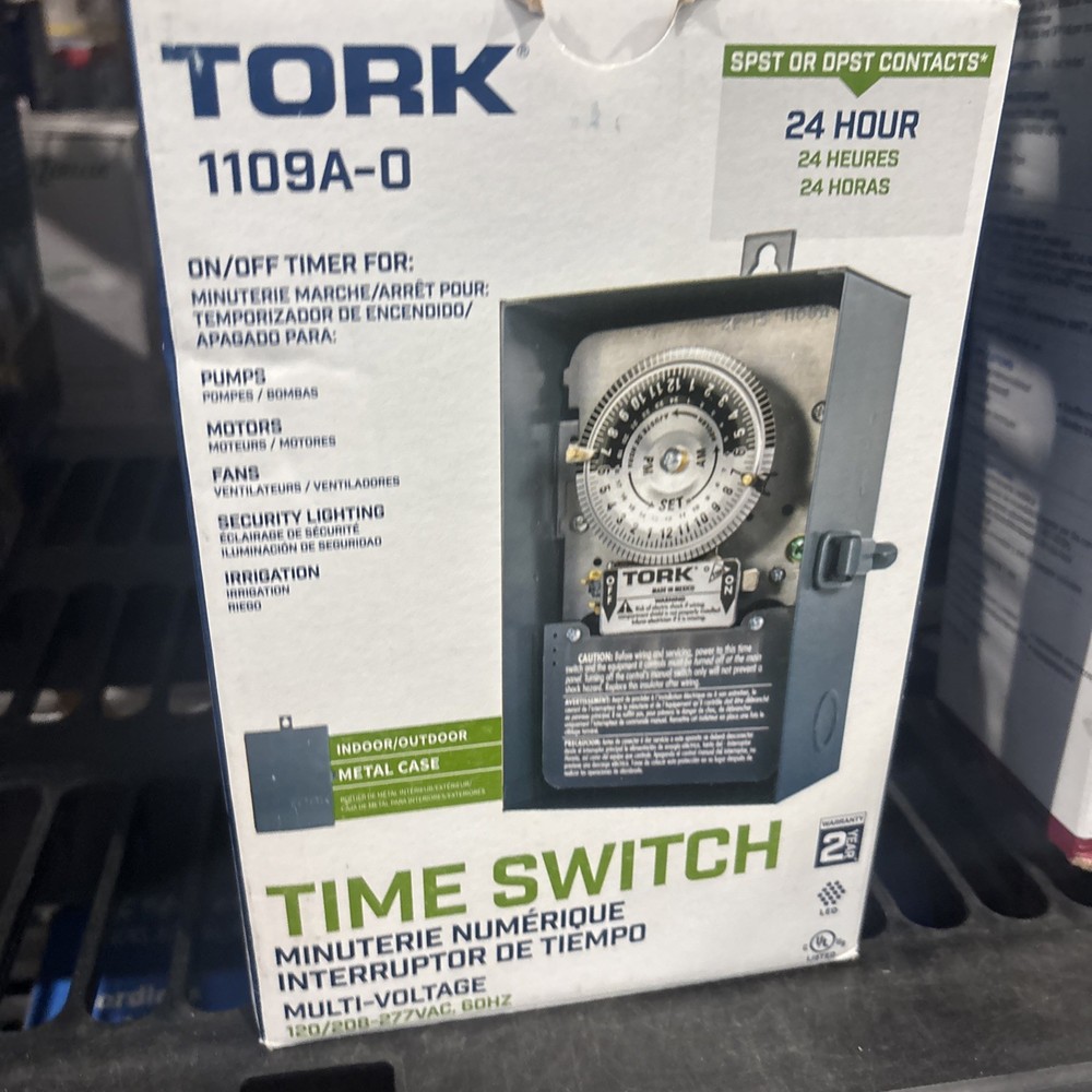 TORK 1109A-O 120-277V 40A Multi-Volt Mechanical Lighting Switch Timer