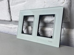 Real glass frame, 2-gang, MTN404219 Brilliant white, M-Elegance